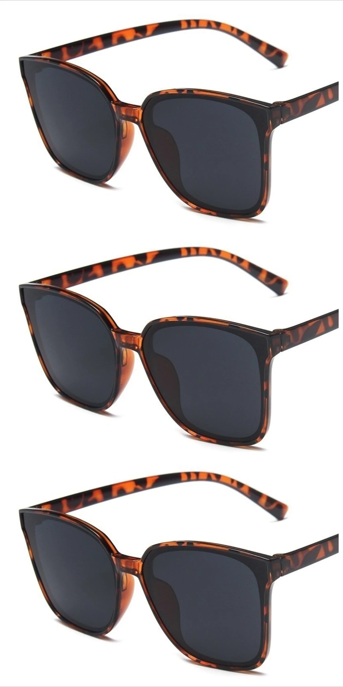 3PCS  Unisex Vintage Women Sunlasses Trendy Square  Men Fashion Eyewear
