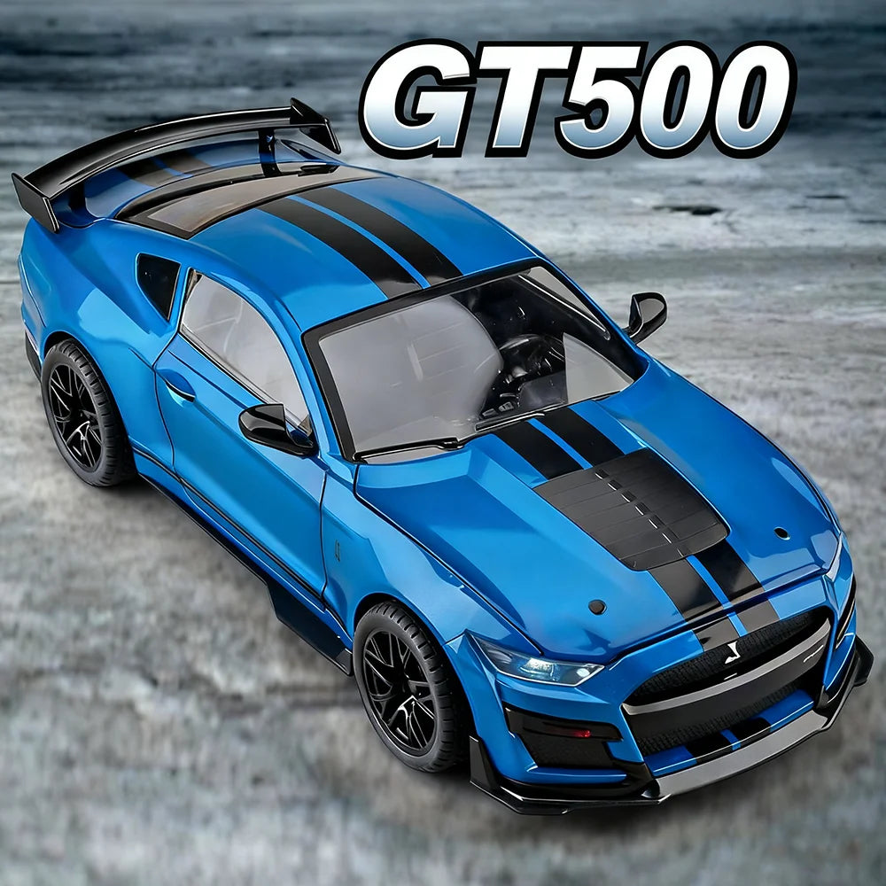 Large Size 1/18 Mustang Shelby GT500 Alloy Diecasts Sports Car Models 4 Doors Can Be Opened Metal Vehicles for Kids Toys Gifts