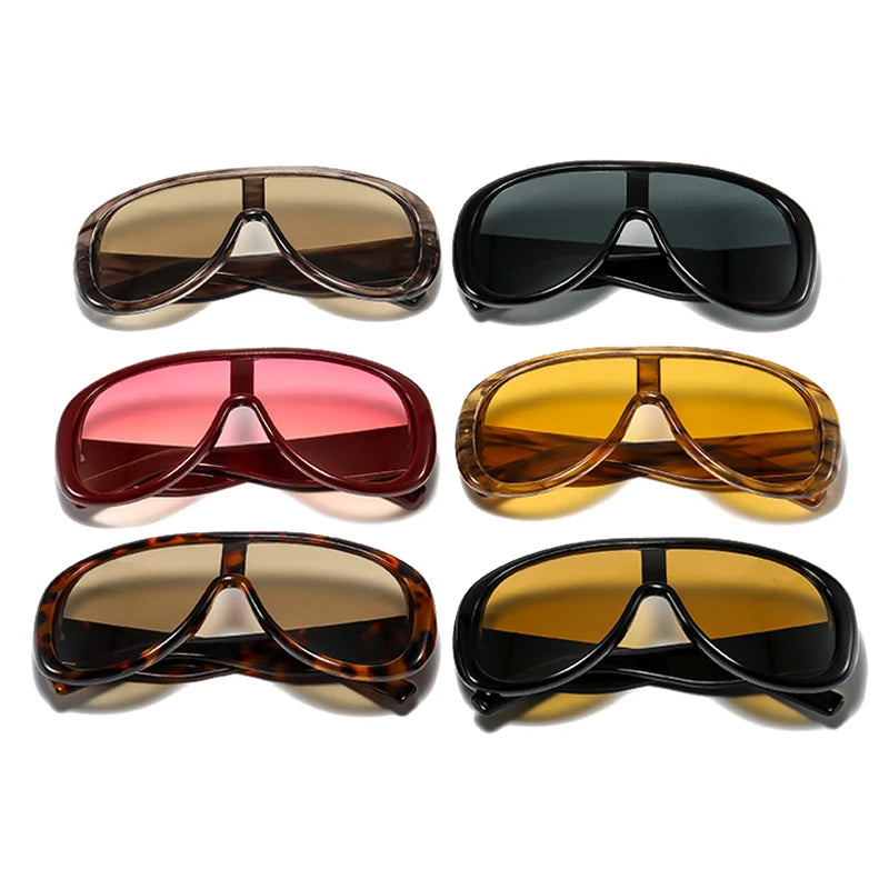 JNPCXI New Fashion Oversized One Piece Square Women Sunglasses Gray Stripe Shades Men Trending Outdoor Sun Glasses UV400