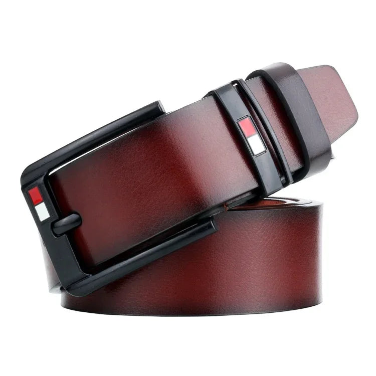 Coffee2 PU Leather Men Belt Classic Alloy Buckl for Jeans, Punk Casual Waistband