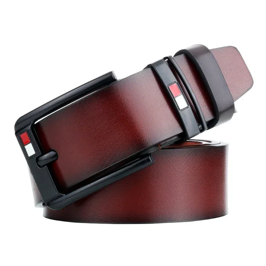 Coffee2 PU Leather Men Belt Classic Alloy Buckl for Jeans, Punk Casual Waistband