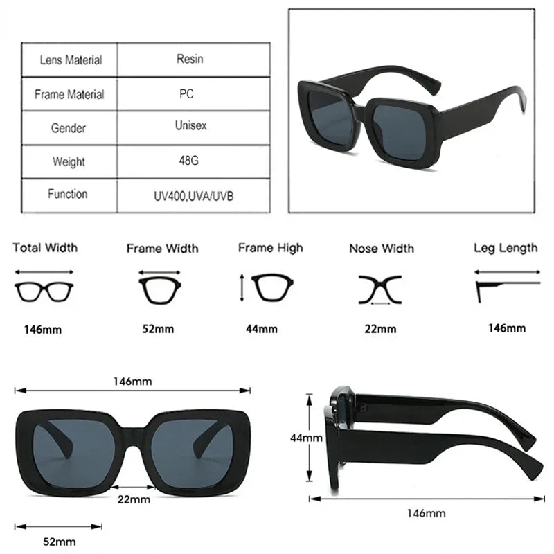 JNPCXI Square Ins Popular Fashion Women Sunglasses Retro Gradient Shades UV400 Men Trending Sun Glasses