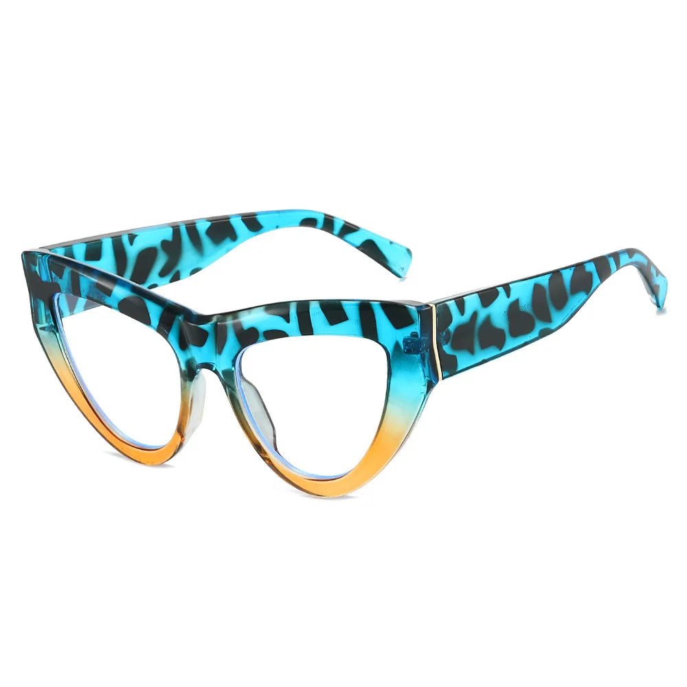 JNPCXI New Cat Eye Colorful Women Glasses Frame Fashion Purple Leopard Clear Anti Blue Light Eyewear Men Optical Frame