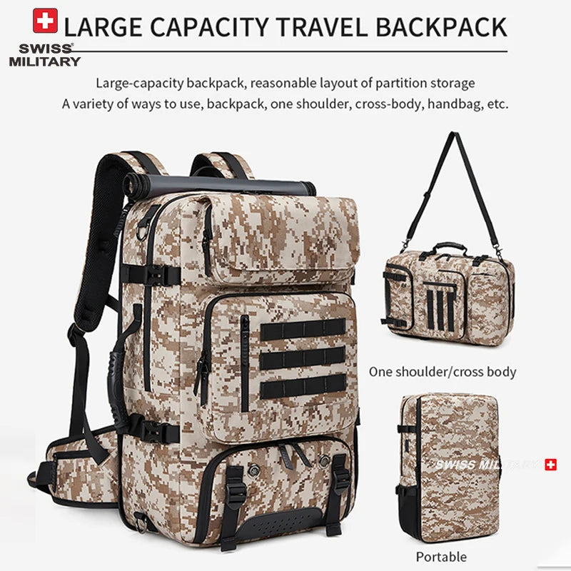 17 in SWISS MILITARY Men Travel Backpack Waterproof Business USB Laptop Backpack