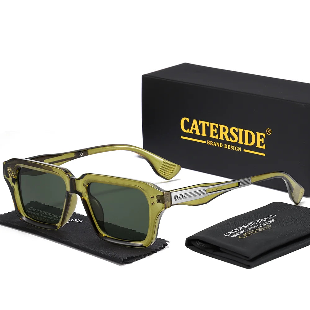 CATERSIDE Retro Men's Sunglasses Unique Temple Design Luxurious Sun Glasses Women Thick Frame Travel Parties UV400 Eyeglasses