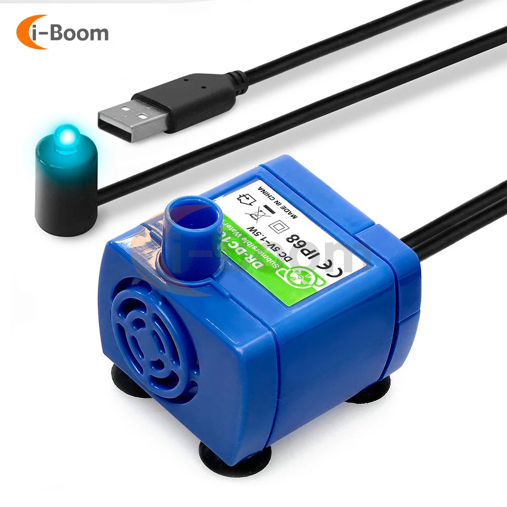 DC 5V 160L/H 1.5W Mini Submersible Pump USB Ultra-Quiet Pet Water Dispense