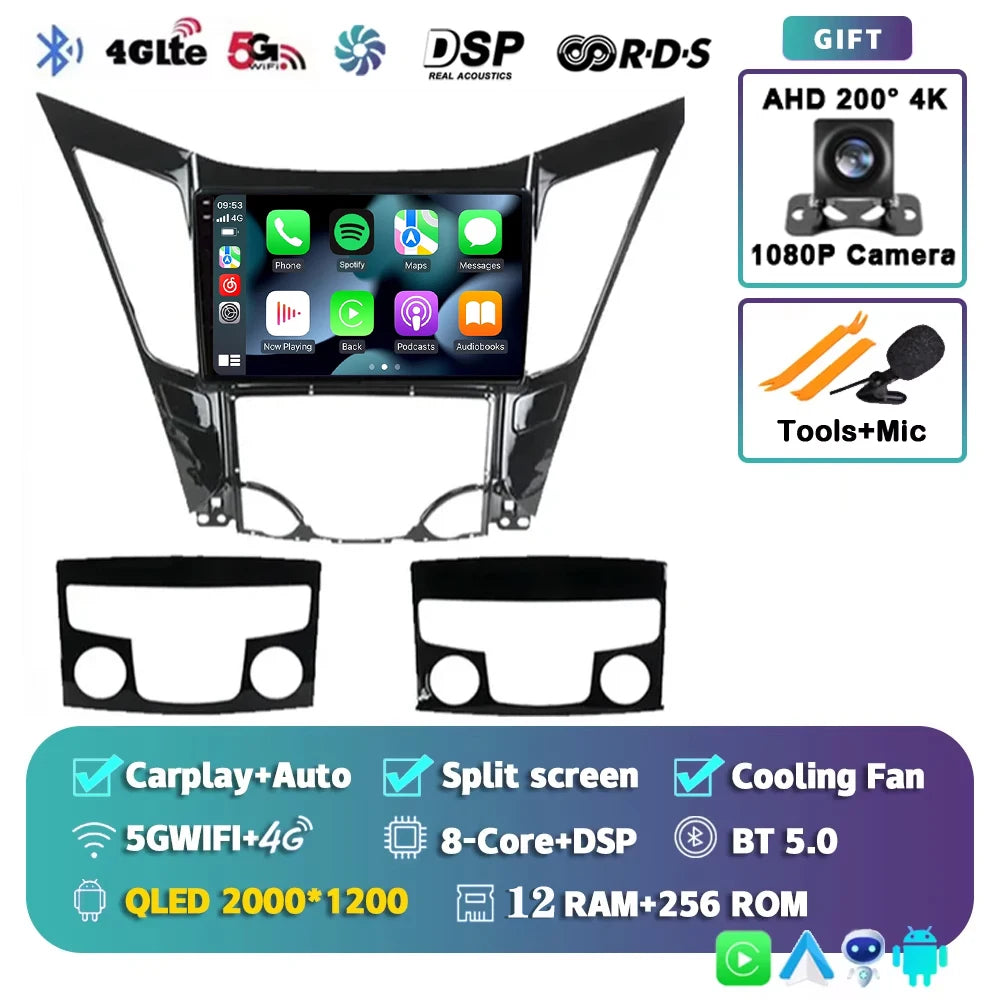 For Hyundai Sonata 6 YF 2009 - 2014 Android 15 2K QLED Car Radio Multimedia Video Player GPS stereo CarPlay Head Unit 4G WIFI