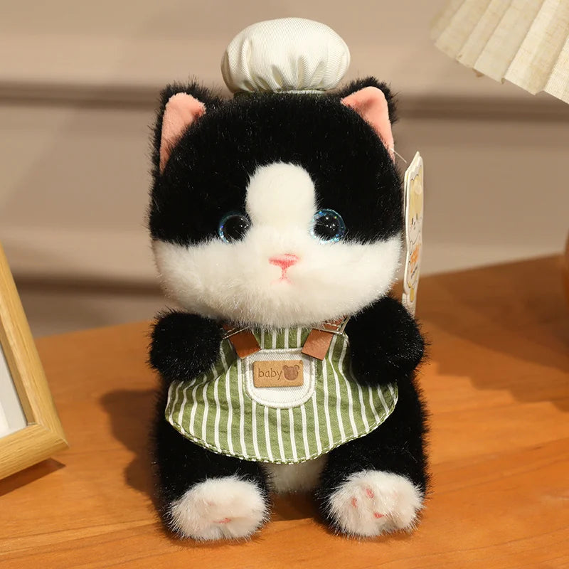 Super Cute Mini Chef Kitten Plush Toys Delicate Handmade Cartoon Pastry Chef Cat Doll Funny Keychain Bags Decro Toys Nice Gift