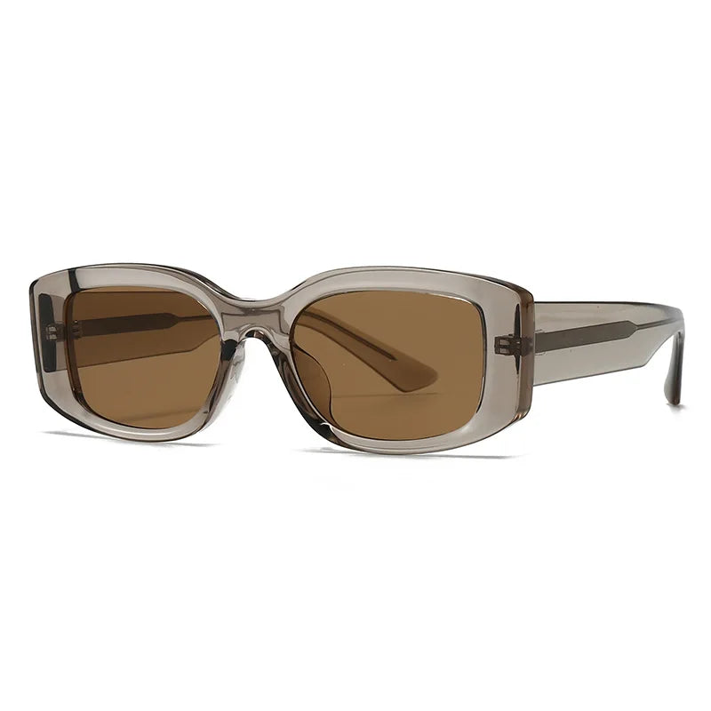 JNPCXI Fashion Square Jelly Color Women Sunglasses Shades UV400 Fashion Tea Gradient Men Punk Rivets Sun Glasses