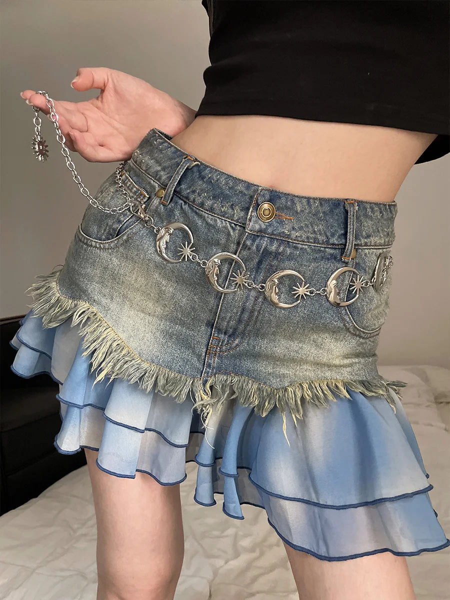Retro Ethnic Metal Chatelaine Adornment With Skirt 2024 New Summer Thin Belt Korean Version INS Style