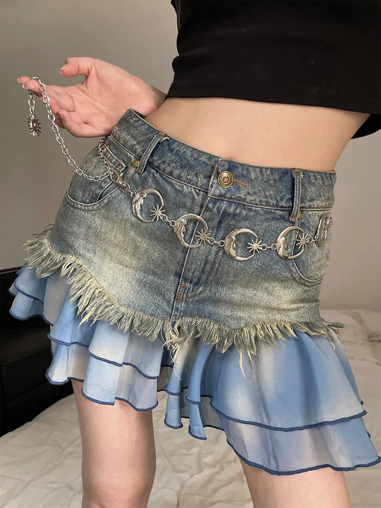 Retro Ethnic Metal Chatelaine Adornment With Skirt 2024 New Summer Thin Belt Korean Version INS Style
