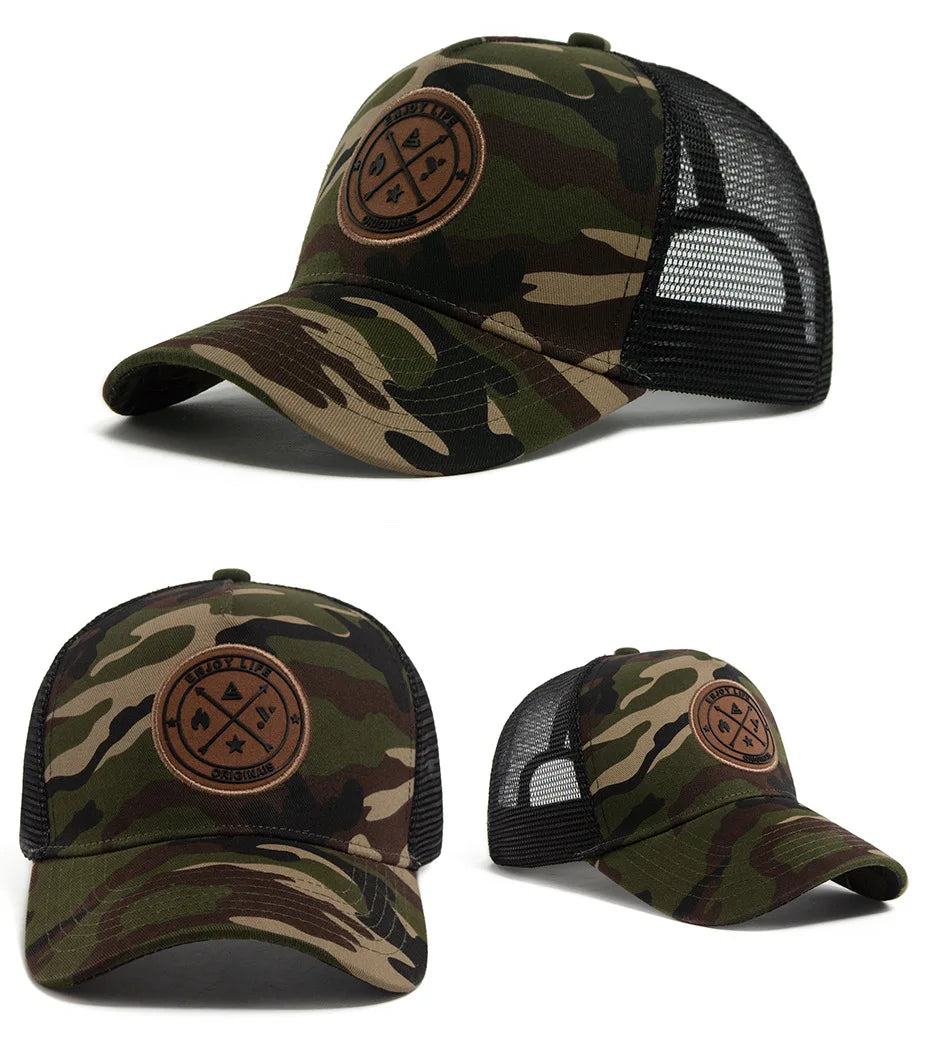 Summer camouflage Baseball Cap Women Men ENJOY LIFE Letter Patch Snapback Hats
