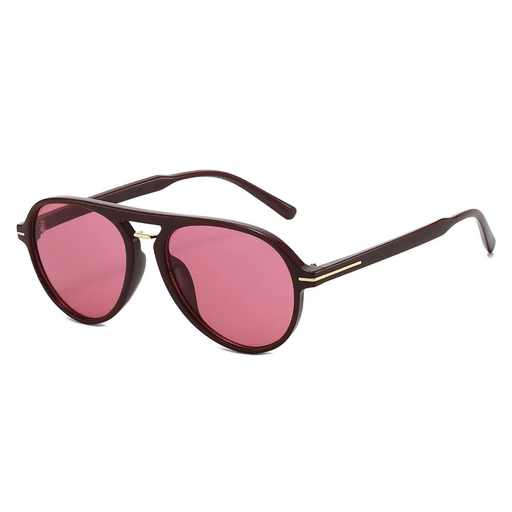 JNPCXI New Fashion Pilot Sunglasses Women Double Bridges Shades Retro Men Candy Color Gradient Trending Sun Glasses UV400