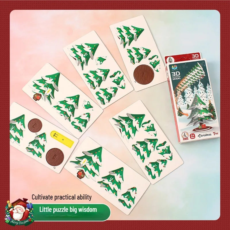 3D Merry Christmas Puzzle Children's Paper Christmas DIY Advanced Puzzle Enlightenment Kindergarten Toy Educational Toys