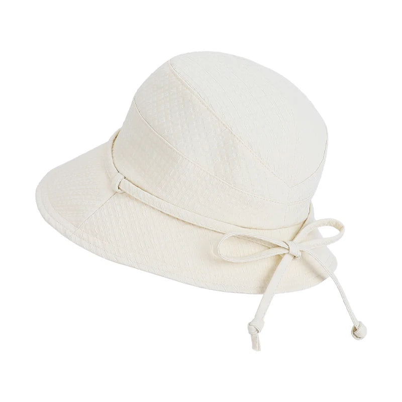6148-New summer women's outdoor sun protection hat - stylish bow fisherman hat with wide brim, smallroundcrown,suitableforshowin