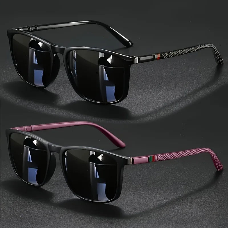 2-Pack Unisex Retro Square Frame Trendy Futuristic Glasses for Driving, Holidays, Cycling, Sports,Suitable for Gifting