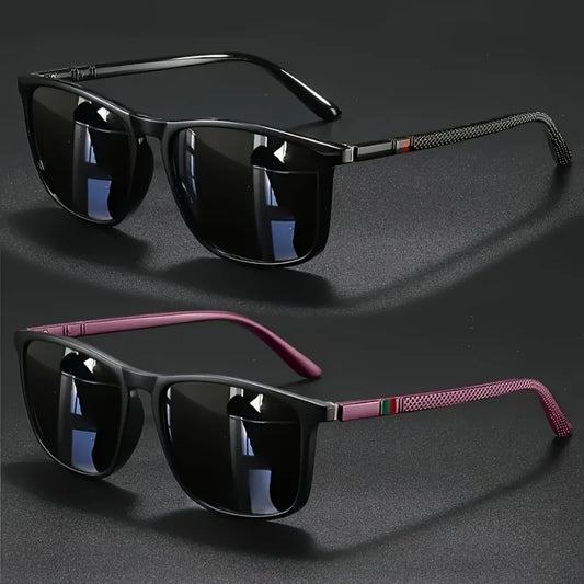 2-Pack Unisex Retro Square Frame Trendy Futuristic Glasses for Driving, Holidays, Cycling, Sports,Suitable for Gifting