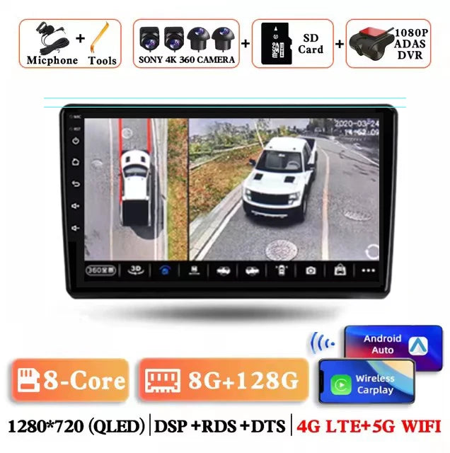 Universal 9" Car Radio for Nissan Honda Toyota Lada Volkswagen Hyundai Android 15 Wireless Carplay Multimedia Player Stereo GPS