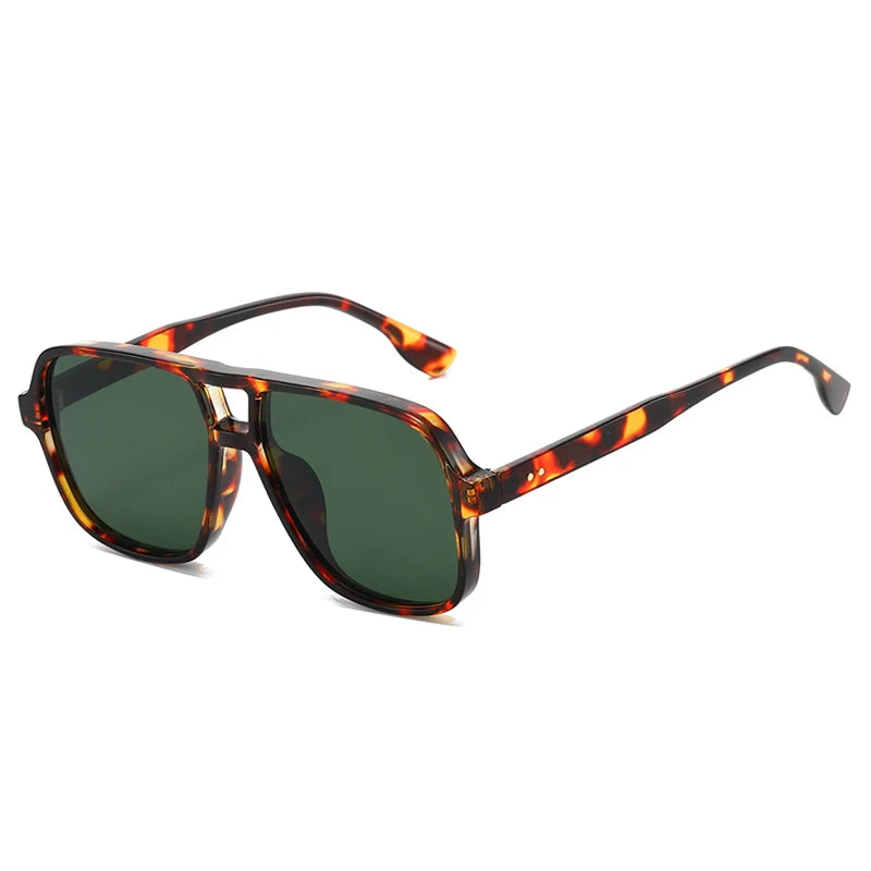 JNPCXI New Double Bridges Square Sunglasses Women Fashion Gradient UV400 Retro Rivets Candy Color Trending Men Sun Glasses