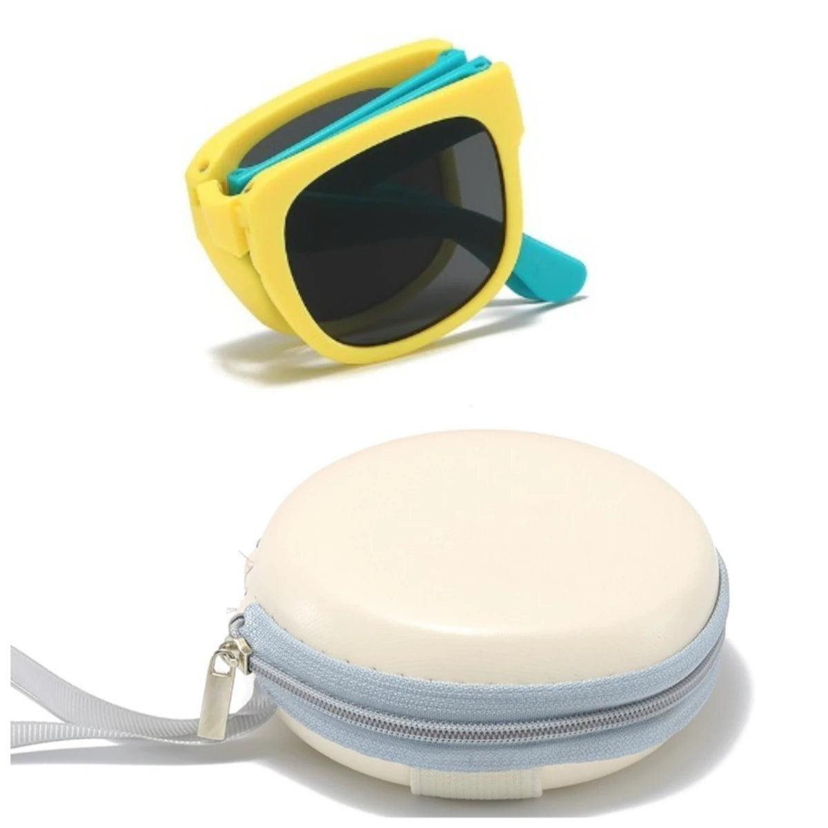 2PCS Candy Color  Sunglasses for Kids Folding Large Frame Sunglasses Children's Folding Glasses with Case
