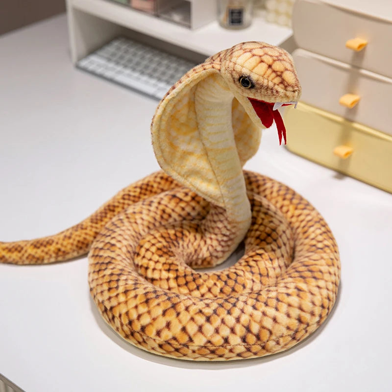 New Simulated Cobra Plush Toy Long Stuffed Snake Plushie Pillow Sofa Chair Decorate Props Girls Boys Present