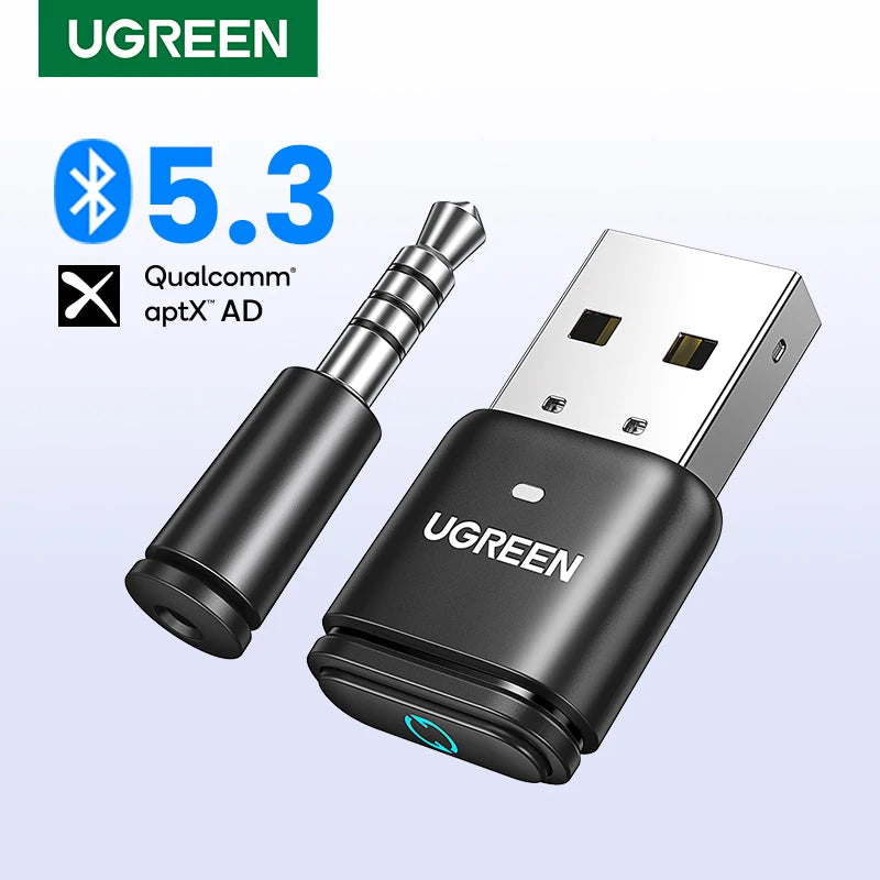 【RU Special】UGREEN USB Bluetooth 5.3  aptX HD AD Audio Adapter for PS5 PS4 Nintendo Switch Transmitter Headset Speaker Mic