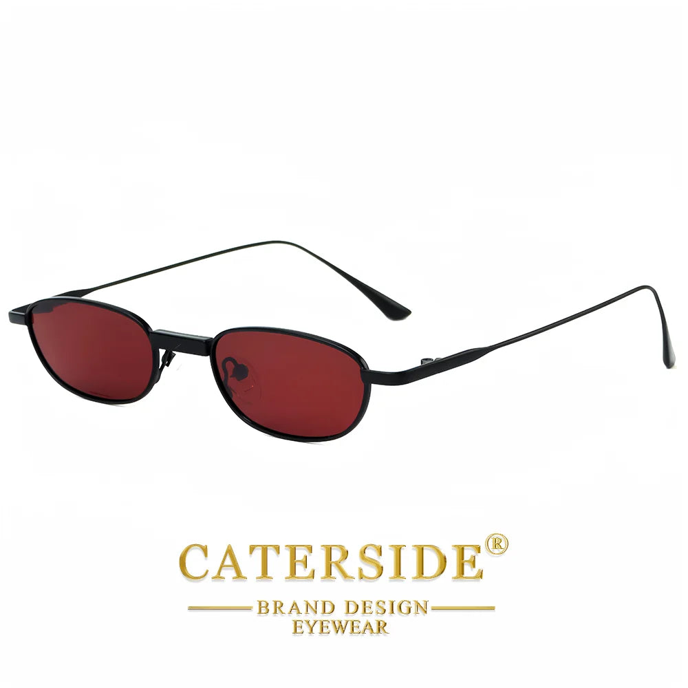 CATERSIDE Men's Hip Hop Sunglasses Premium Metal Small Frame Women's Travel Business Party Holiday Gift Decorative Glasses UV400