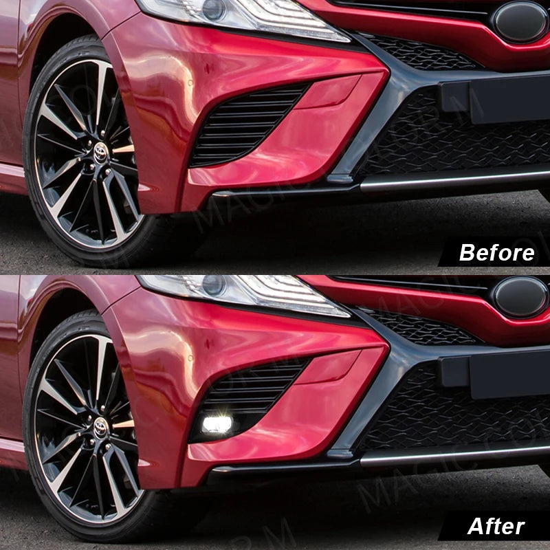 For Toyota Camry XSE SE 2018 2019 2020 LED Fog Lamps DRL Daytime Running Lights Switch Harness Covers Foglights Headlights 12V