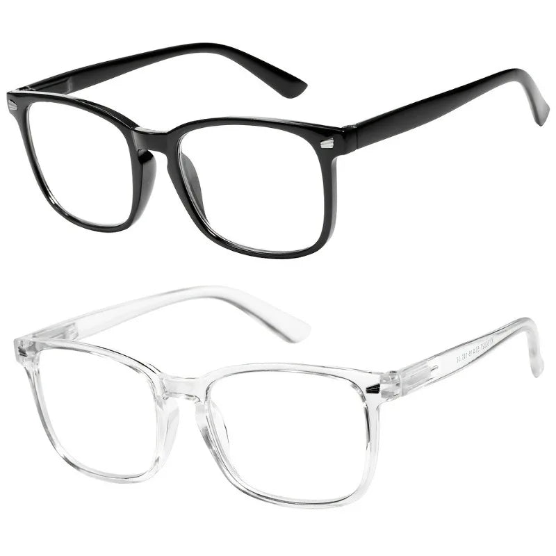 2 Pack Unisex Adult Reading Glasses Blue Light Blocking  Fashion Spring Hinge Eyewear for Men & Women