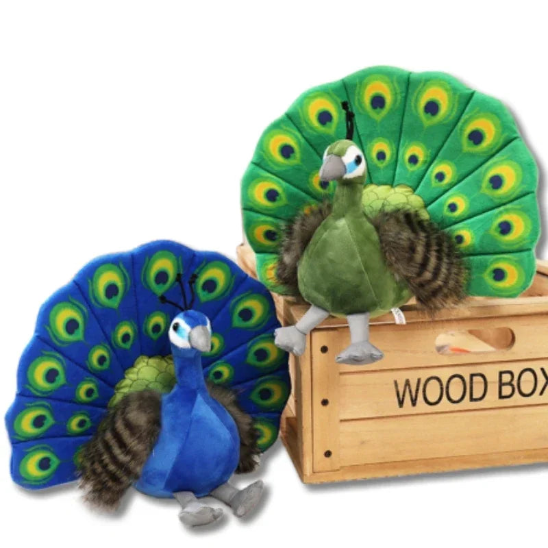 Creative Simulation Peacock Plush Toy Green Blue Peacock Spread Tail Beautiful Plush Doll Quality Stuffed Cotton Adorns Bedroom