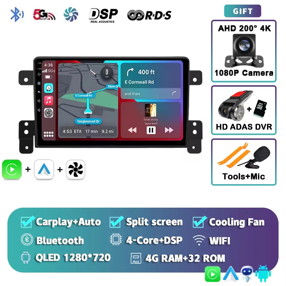 Android 15 Car Radio For Suzuki Grand Vitara 3 2005-2015 Wireless CarPlay Android Auto Multimedia Player GPS 4G WiFi Autoradio 2