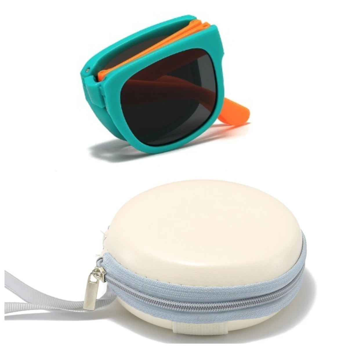 2PCS Candy Color  Sunglasses for Kids Folding Large Frame Sunglasses Children's Folding Glasses with Case