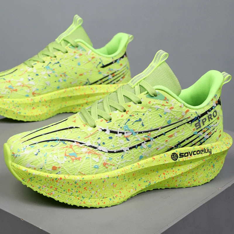 Running Shoes Men Speciality Carbon Board Marathon Sports Breathable Lightweight Women's Comfortable Athletic Nonskid Sneakers﻿
