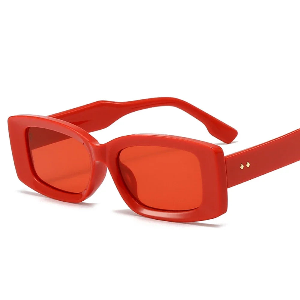 JNPCXI Ins Popular Fashion Square Women Sunglasses Red Retro Shades UV400 Men Trending Oval Sun Glasses