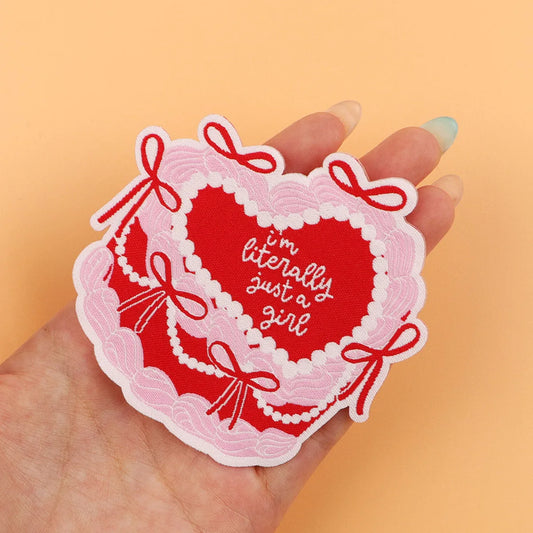 Cake Quotes Embroidery Patch just a girl Iron On Patches For Clothing Thermoadhesive Patches On Clothes DIY Sew Badges