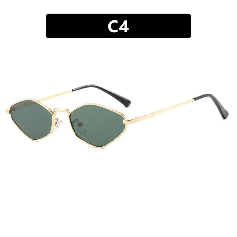 JNPCXI Polygon Women Fashion Sunglasses Shades UV400 Retro Rivets Metal Men Trending Sun Glasses