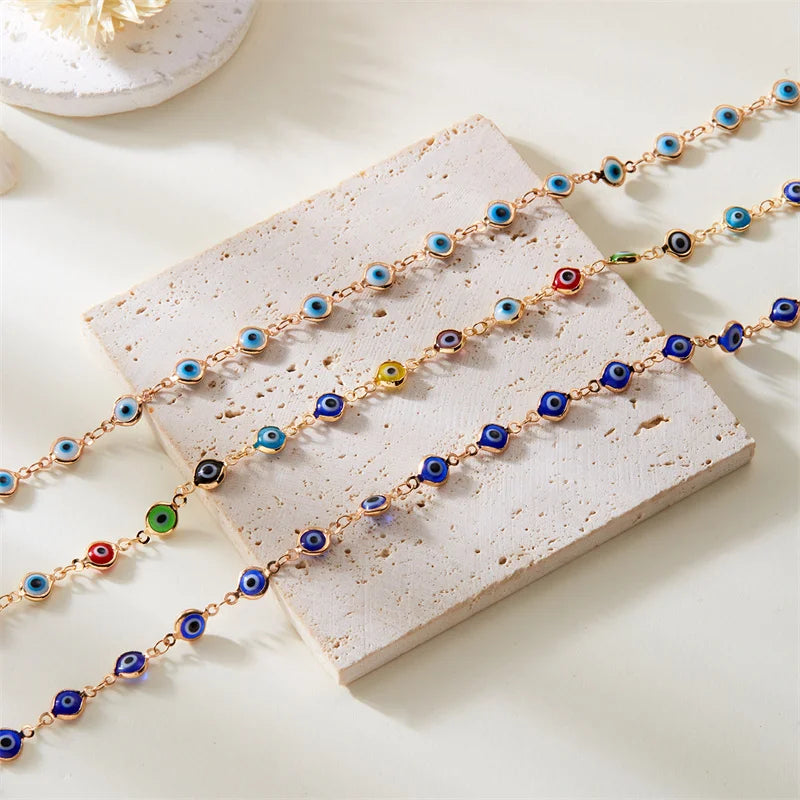 Lucky Turkish Evil Eye Necklace for Women Simple Crystal Necklace Sweater Chain Long Y-shaped Necklace Y2K Party Jewelry Gift