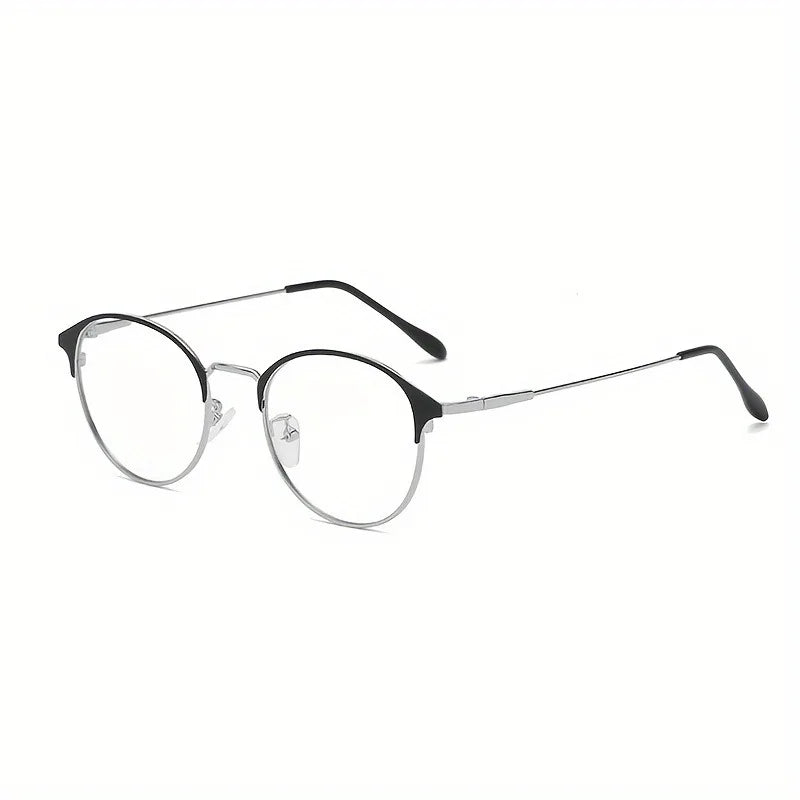 1 Pair of New Retro Metal Circular Eyeglass Frames for Men and Women's Fashion Glasses, Day and Night Dual-use
