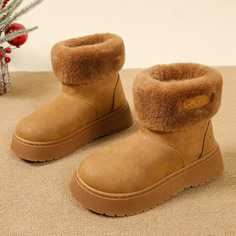 Fashion Fluffy Platform Snow Boots for Women Non Slip Thick Sole Faux Fur Winter Boots Woman Comfortable Short Plush Ankle Botas