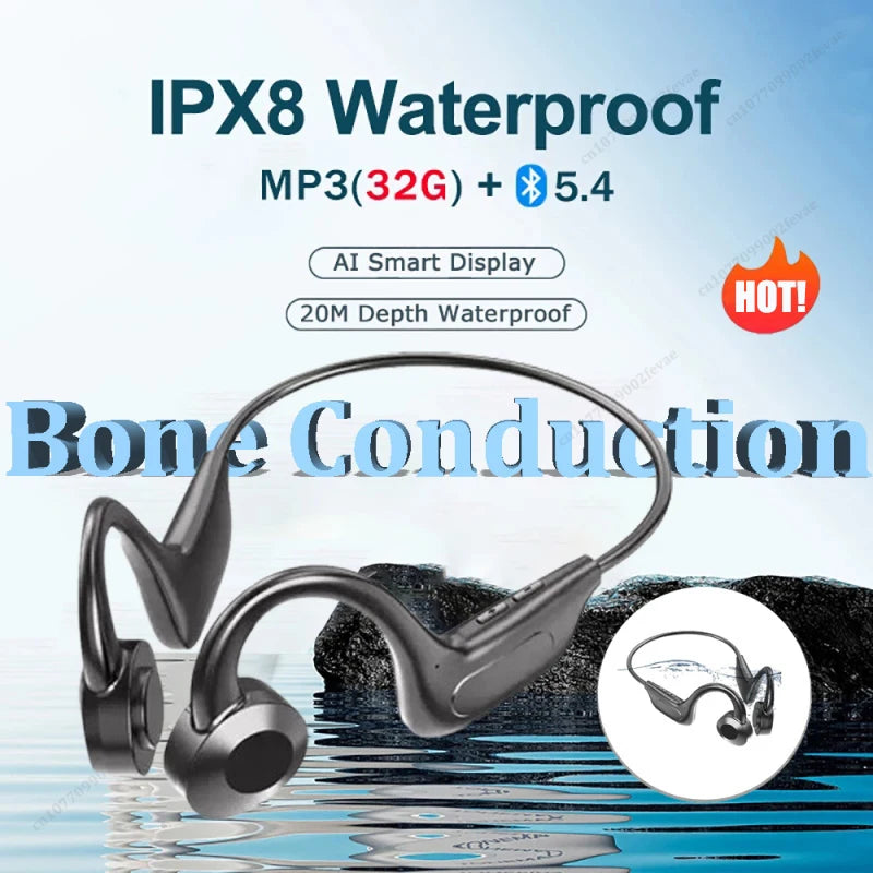 BMAD Bone Conduction Earphones IPX8 Waterproof HiFi Headset Suitable For Swimming Bluetooth 5.4 Wireless Sport Headphones MP3