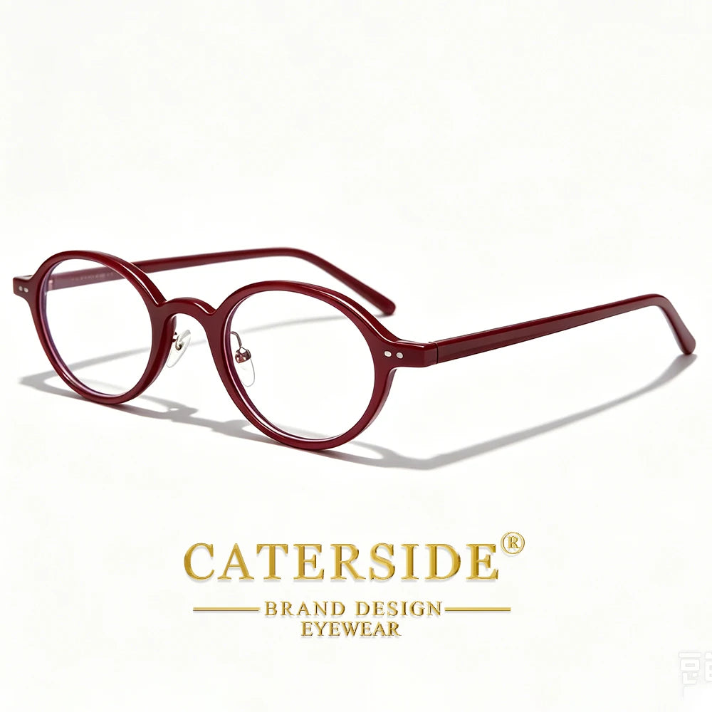 CATERSIDE Fashion Women's Flat Lens Tr-90 Oval Shaped Eyeglass Frame Acetate Temple Men's Ultra Light Decorative Eyeglass Frame