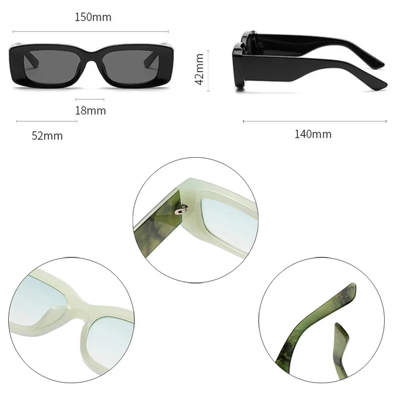 JNPCX Fashion Rectangle Jelly Color Women Sunglasses Retro Men Gradient Shades UV400 Sun Glasses