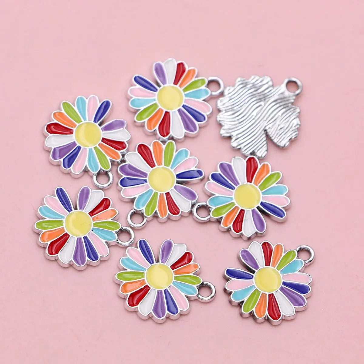 10Pcs Gold Plated Chrysanthemum Flower Charm Connectors for Making Bracelet DIY Jewelry Accessories