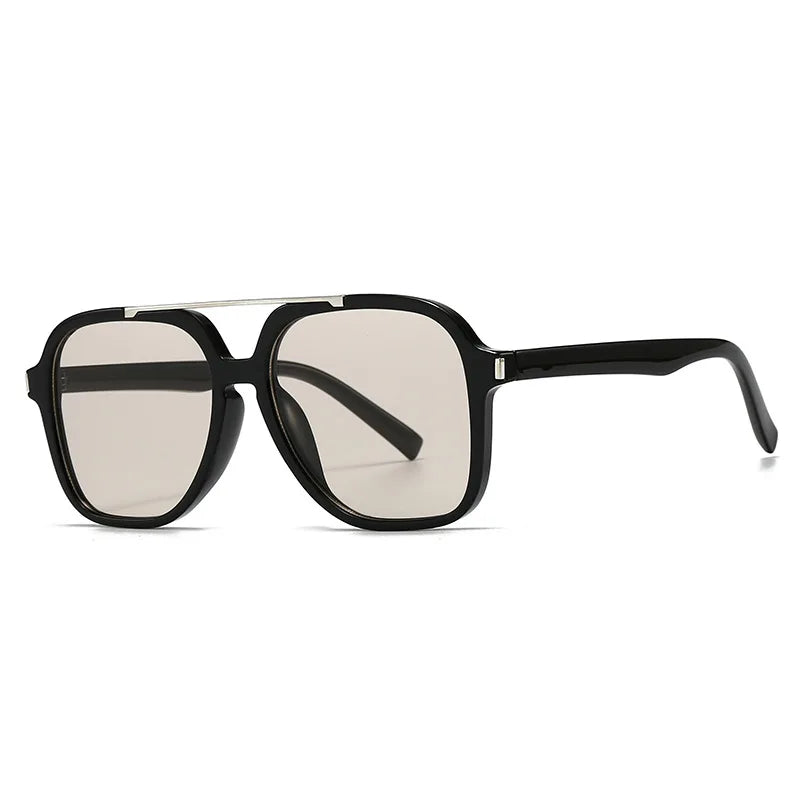 JNPCXI Fashion Oversized Square Double Bridges Sunglasses Women Shades UV400 Retro Rivets Men Sun Glasses