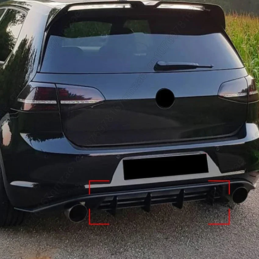 For Volkswagen Golf 7 MK 7 R GTI 2013-2017 Car Rear Bumper Diffuser Tail Splitter Spoilers Protector Guard Lip Body Kits Black