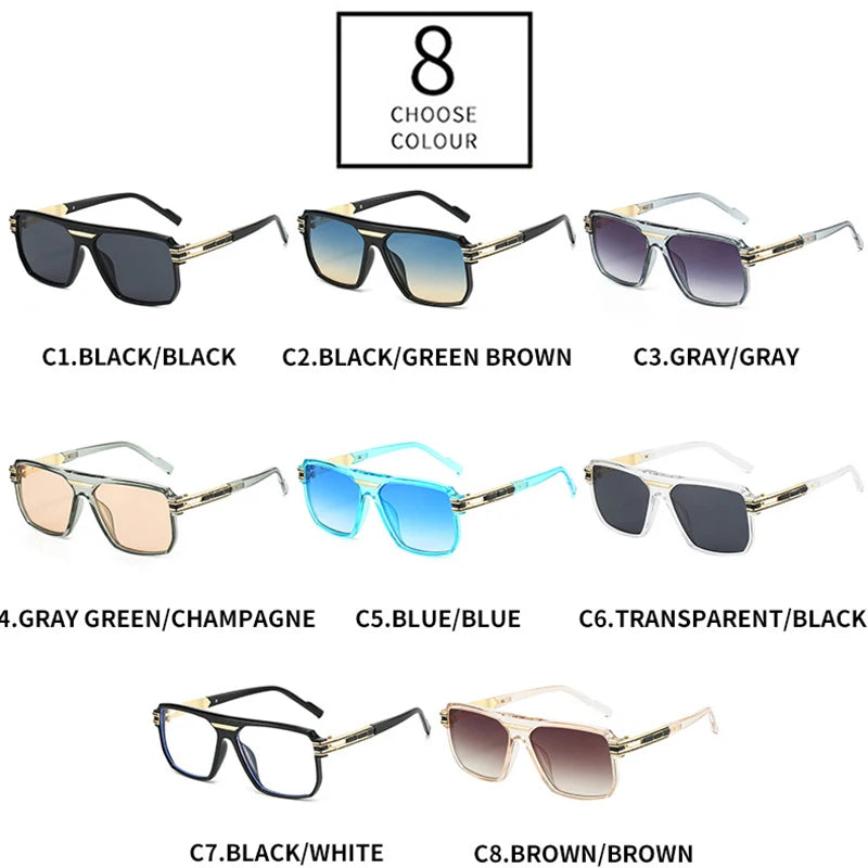 JNPCXI New Large Square Sunglasses Men Brand Designer Gray Decoration Punk Strong Luxury Sun Shades UV400