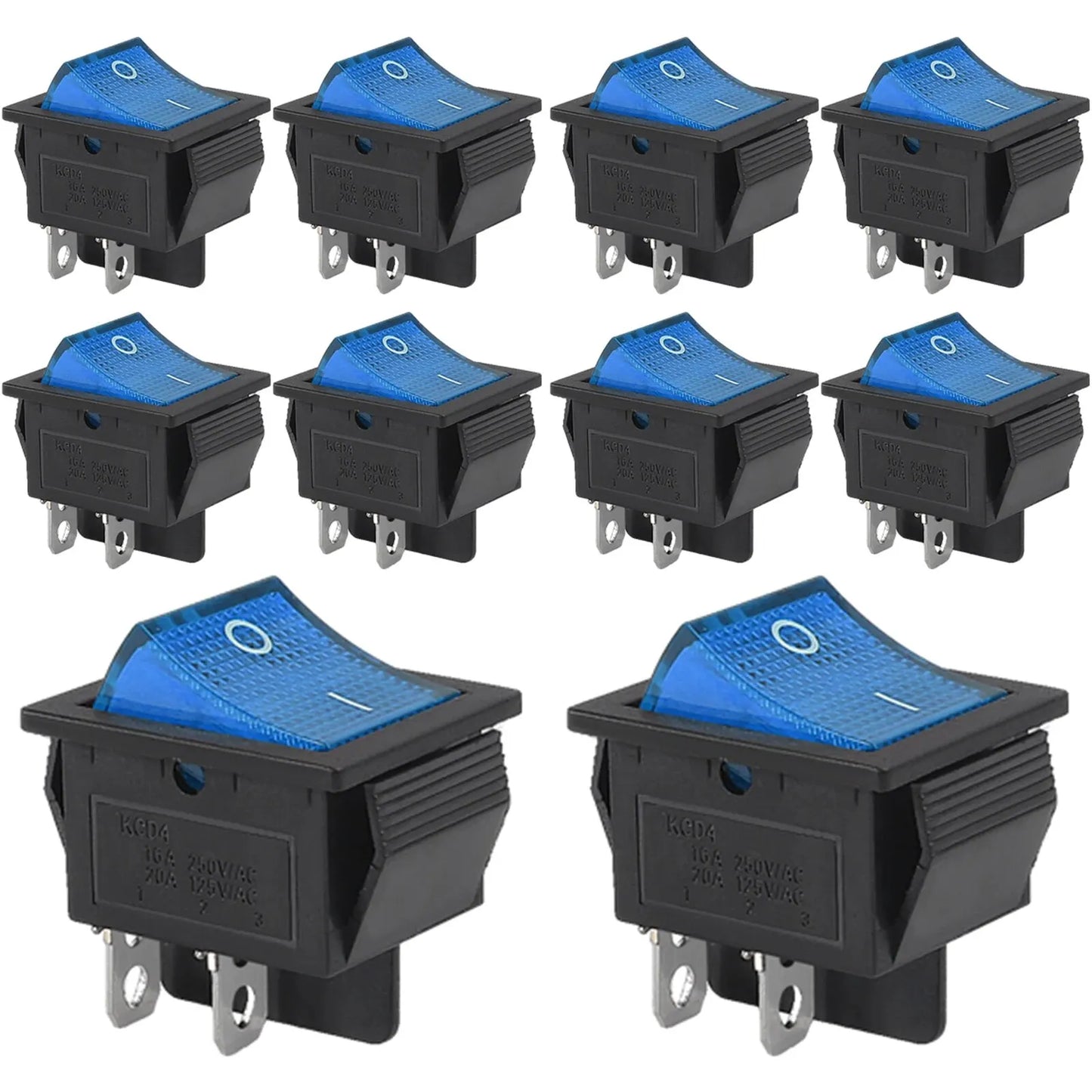 10/20pcs 15/30A 250V KCD2 KCD4 Rocker Switch DPST 4 Pin Red Lighted 120V Rocker Toggle Switch ON Off Heavy Duty