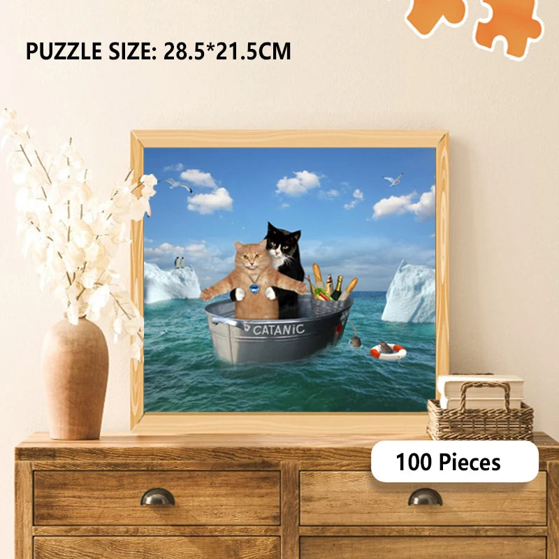100 Pieces Jigsaw Puzzle Assembling Picture Catanic Animals Decompression Puzzles Toy for Adult Children Kids Educational Gifts