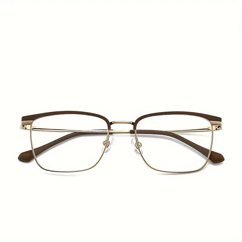 Light weight Half-Frame Round Clear Lens Glasses, Metal Frame Computer Spectacles for Women and Men