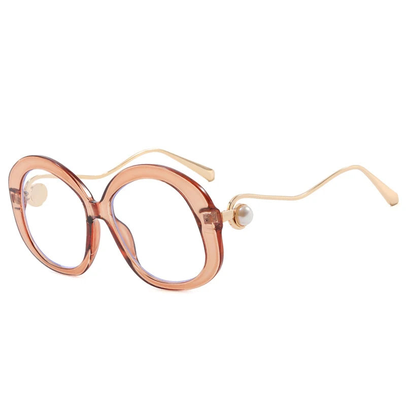 JNPCXI Vintage Round Women Luxury Sunglasses Fashion Pearl Design Glasses Frames UV400 Female Spectacles Frame